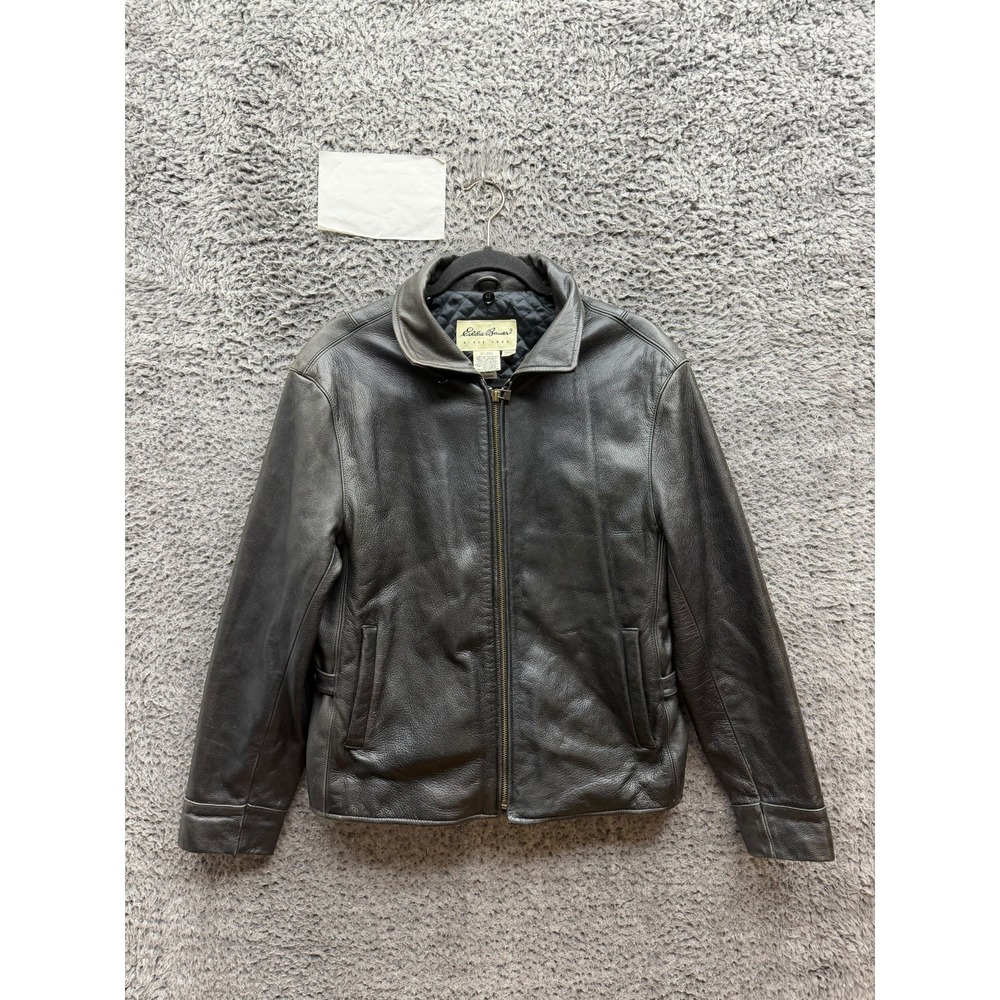 Vintage Eddie Bauer Full Zip Insulated Leather Jacket Black Womens Size M